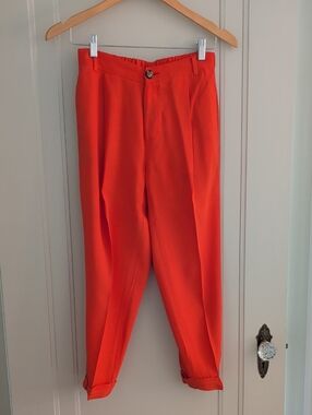 Anthropologie Elevenses Crepe Red-Orange Work Pants
